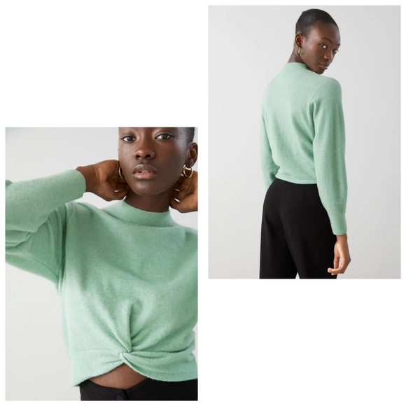 & Other Stories Mock Neck Twist Detail Knit Sweater Cropped Size M - Picture 4 of 16
